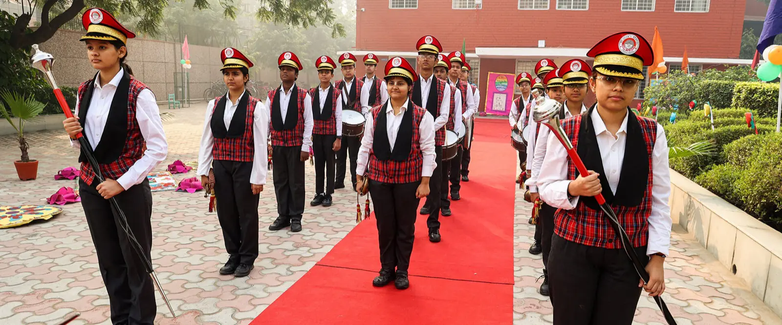 School band on the campus walk